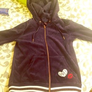 Betsy Johnson velvet looking zip up